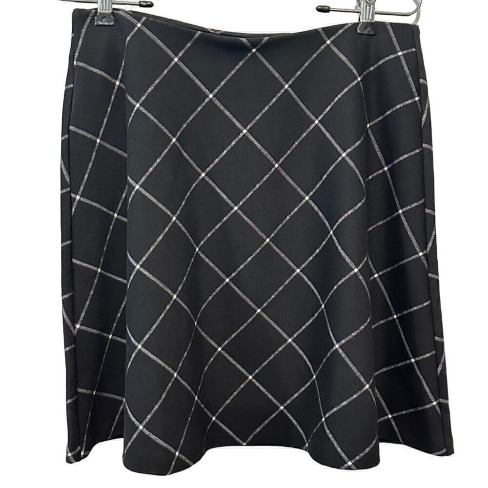 LOFT Size Small Petite Black White Argyle Preppy A-Line Schoolgirl Clueless